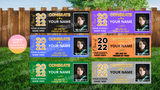 Class of 2022 Sign Package – Hanging Banner 96" wide x 36" tall + Decors (Total 17pcs) |Yard Sign Outdoor Lawn Decorations