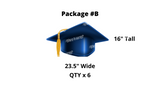Graduation Hat Cap (Royal Blue) 12" Tall or 16" Tall (Total 6pcs or 12pcs) | Yard Sign Outdoor Lawn Decor | Happy Birthday Set