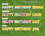 Happy Birthday Letters Sets 14"-16" Tall | Yard Sign Outdoor Lawn Decorations | Happy Birthday Set+Custom Name or Numbers (Rainbow Pattern)