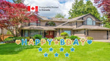 Light Blue & Gold Glitter Happy B-day Letters Yard Card Sets 15" Tall (Total 19pcs) | Yard Sign Outdoor Lawn Decor | Happy Birthday Set