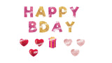 Red & Gold Glitter Happy B-day Letters Yard Card Sets 15" Tall (Total 19pcs) | Yard Sign Outdoor Lawn Decor | Happy Birthday Set