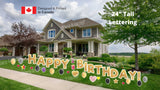 Gold Glitter Happy Birthday Letters Yard Card Sets 16" or 24" Tall (Total 36pcs) | Birthday Yard Sign (Y-0006)