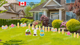Happy Easter Bunny Sign (24" tall) + 19 Decors (Total 20pcs set)  | Yard Sign Outdoor Lawn Decorations