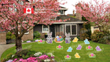 Happy Easter Bunny Sign (24" tall) + 12 Decors (Total 14pcs set)  | Yard Sign Outdoor Lawn Decorations