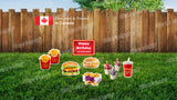McDonald Theme Happy Birthday Sign 16" Tall + Fries 16" Tall + Decors 14-23" Tall (Total 10pcs) | Yard Sign Outdoor Lawn Decorations