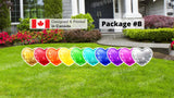 Glitter Big Hearts Sign Package – 13" tall (Total 11 pcs) or 20" tall (Total 10 pcs) | Yard Sign Outdoor Lawn