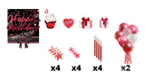 Happy Birthday - Red Fine Glitter Style Package (Total 19 pcs)  | Yard Sign Outdoor Lawn Decorations | Yardabrate Designer Series