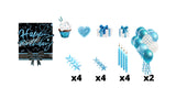 Happy Birthday - Light Blue Sparkle Glitter Style Package (Total 19 pcs)  | Yard Sign Outdoor Lawn Decorations | Yardabrate Designer Series