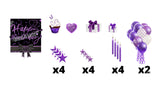 Happy Birthday - Purple Sparkle Glitter Style Package (Total 19 pcs)  | Yard Sign Outdoor Lawn Decorations | Yardabrate Designer Series