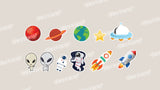 Outer Space Decor Set - 10" - 18" Tall (Total 10pcs)  | Yard Sign Outdoor Lawn Decorations