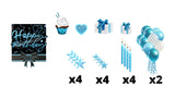 Happy Birthday -  Light Blue Fine Glitter Style Package (Total 19 pcs)  | Yard Sign Outdoor Lawn Decorations | Yardabrate Designer Series
