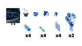 Happy Birthday -  Blue Fine Glitter Style Package (Total 19 pcs)  | Yard Sign Outdoor Lawn Decorations | Yardabrate Designer Series