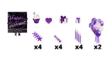 Happy Birthday - Purple Fine Glitter Style Package (Total 19 pcs)  | Yard Sign Outdoor Lawn Decorations | Yardabrate Designer Series