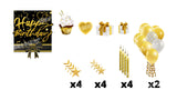 Happy Birthday - Gold Fine Glitter Style Package (Total 19 pcs)  | Yard Sign Outdoor Lawn Decorations | Yardabrate Designer Series