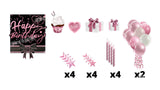 Happy Birthday - Light Pink Fine Glitter Style Package (Total 19 pcs)  | Yard Sign Outdoor Lawn Decorations | Yardabrate Designer Series
