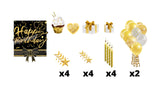 Happy Birthday - Gold Sparkle Glitter Style Package (Total 19 pcs)  | Yard Sign Outdoor Lawn Decorations | Yardabrate Designer Series