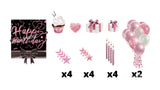 Happy Birthday - Light Pink Sparkle Glitter Style Package (Total 19 pcs)  | Yard Sign Outdoor Lawn Decorations | Yardabrate Designer Series