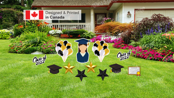 Graduation Sign + Decors (Total 12 pcs set) | Yard Sign Outdoor Lawn Decorations