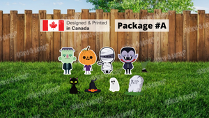 Halloween Signs Package – Characters 24" Tall + Decors (Total 8 or 18pcs) | Yard Sign Outdoor Lawn Decorations | Happy Halloween Series