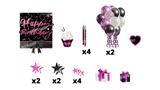 Happy Birthday - Pink-Black-Purple Glitter Style Package (Total 19 pcs) | Yard Sign Outdoor Lawn Decorations | Yardabrate Designer Series