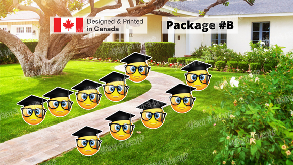 Graduation Emoji Decors Set (Total 5 or 10 pcs) | Yard Sign Outdoor Lawn Decorations | Lawn Sign Yard Celebration