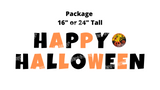 Happy Halloween 16" or 24" Tall Lettering Yard Decoration (Total 15 pcs) | Yard Sign Outdoor Lawn Decorations | Happy Halloween Series