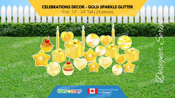 Celebrations Decor - Gold Sparkle Glitter - 12