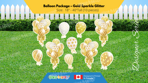 Balloon Package - Gold Sparkle Glitter Style Package (Total 10 pcs)  | Yard Sign Outdoor Lawn Decorations | Yardabrate Designer Series
