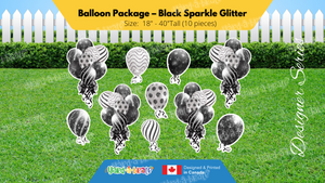 Balloon Package - Sparkle Glitter Style Package (Total 10 pcs) - 16 Colour Combinations  | Birthday Yard Sign (Y-0338)