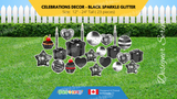 Celebrations Decor - Black Sparkle Glitter - 12" - 24" Decors -  (Total 23 pcs) | Yard Sign Outdoor Lawn Decorations | Yardabrate Designer Series