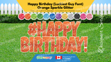Happy Birthday (Sparkle Glitter) 24" Tall Individual Lettering (Luckiest Guy Font) with Hashtag Sign (Total 15 pcs) | Yard Sign Outdoor Lawn Decorations | Yardabrate Designer Series