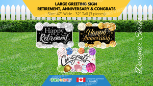 Large Greeting Sign - Retirement, Anniversary & Congrats (Total 3 pcs) | Yard Sign Outdoor Lawn Decorations