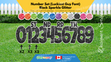 Number Set (Sparkle Glitter) 24" Tall Individual Lettering (Luckiest Guy Font) Total 19 pcs | Birthday Yard Sign (Y-0399)