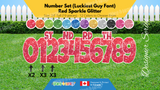 Number Set (Sparkle Glitter) 24" Tall Individual Lettering (Luckiest Guy Font) Total 19 pcs | Birthday Yard Sign (Y-0399)