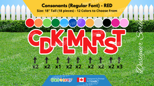 Consonants (Solid Color) 18" Tall Individual Lettering (Regular Font) Total 18 pcs | Yard Sign Rental Business | Printed in Canada