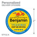 Personalized! DoorDash 2"x2" "Tips & Reviews Keep Me Driving" Delivery Bag Stickers | 20 Stickers Per Sheet- Food Delivery