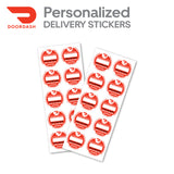 Writeable! DoorDash 2"x2" "Tips & Reviews Keep Me Driving" Delivery Bag Stickers | Food Delivery Stickers