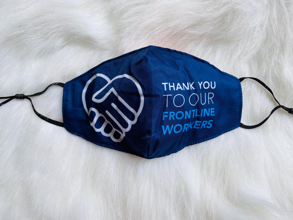 PACK of 2 | Blue and Black | Thank You to Our Frontline Workers - Reusable non medical face mask - Adult unisex