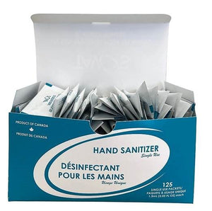 Single Use Hand Sanitizer Gel | Pack of 125 | Made in Canada