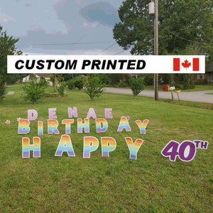 Happy Birthday Letters Sets 14"-16" Tall | Yard Sign Outdoor Lawn Decorations | Happy Birthday Set+Custom Name or Numbers (Rainbow Pattern)