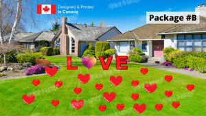LOVE Valentine's Day Sign + 12 or 20 pcs Heart | Yard Sign Outdoor Lawn Decorations