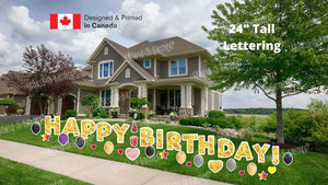 GOLD Happy Birthday Letters Yard Card Sets 16" or 24" Tall (Total 36pcs) | Birthday Yard Sign (Y-0003)