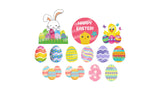 Happy Easter Sign (24" tall) + 14 Decors (Total 15pcs set)  | Yard Sign Outdoor Lawn Decorations