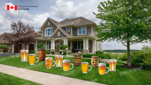 Beer Mugs and Barrels (16" tall) - Total 11pcs decors  | Yard Sign Outdoor Lawn Decorations