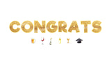 24" Tall Congrats Gold Glitter Letters Yard Card Sets (Total 14pcs) | Birthday Yard Sign (Y-0004)