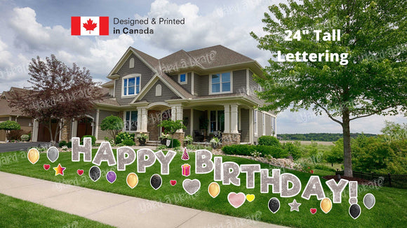 Green Glitter Happy Birthday Letters Yard Card Sets 16