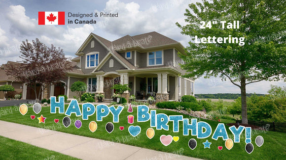 Light Blue Glitter Happy Birthday Letters Yard Card Sets 16