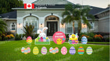 Happy Easter Sign (24" tall) + 14 Decors (Total 15pcs set)  | Yard Sign Outdoor Lawn Decorations