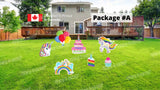 Happy Birthday Unicorn Package – Cake Sign 24" Tall + Unicorn + Decors (Total 7pcs or 20pcs) | Yard Sign Outdoor Lawn Decorations