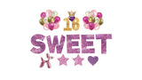 Sweet 16 Purple Glitter Package – SWEET 24" Tall + 16 Crown Sign 24" Tall + Decors (Total 12pcs)  | Yard Sign Outdoor Lawn Decorations